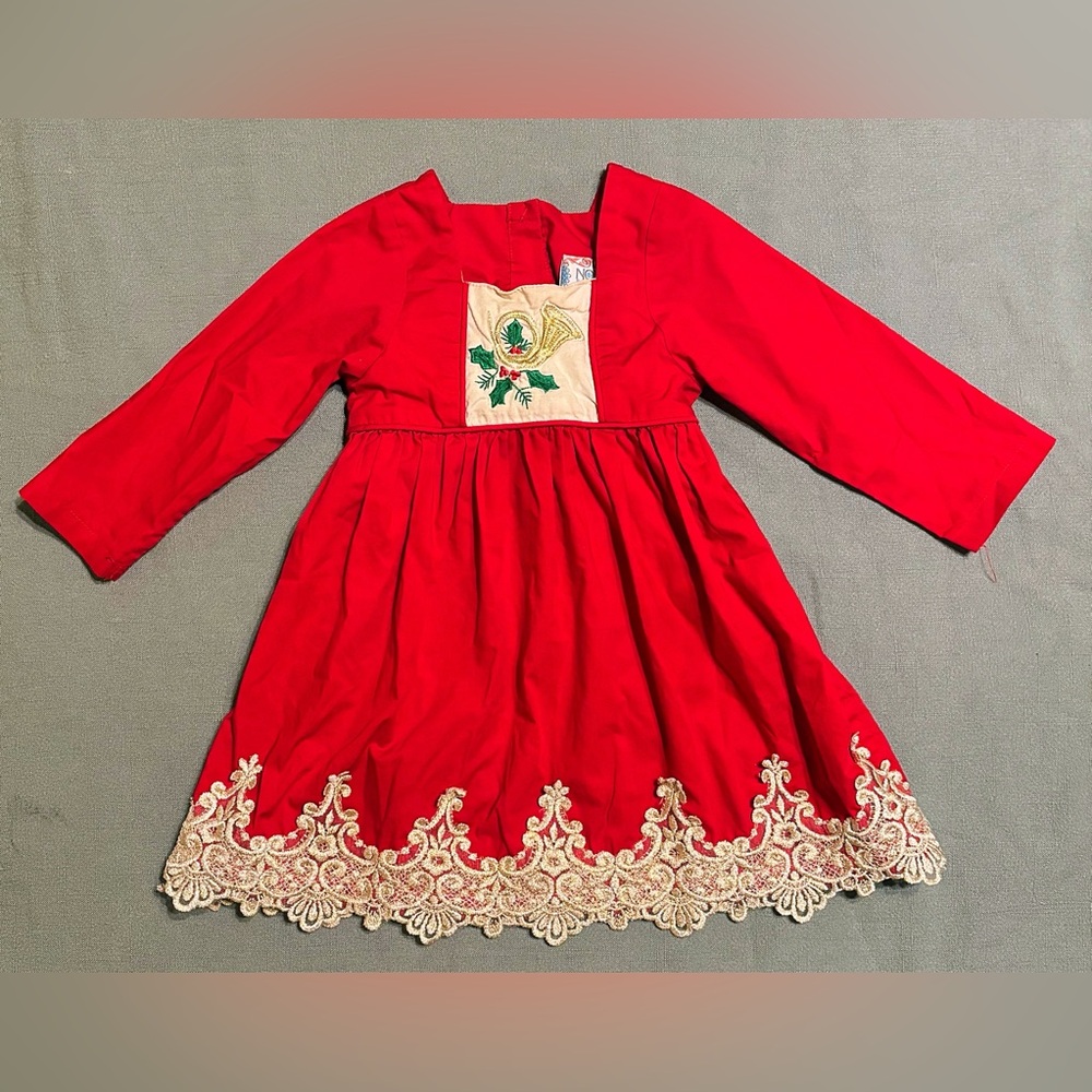 Nola Smocked Red Dress with Christmas Embroidery